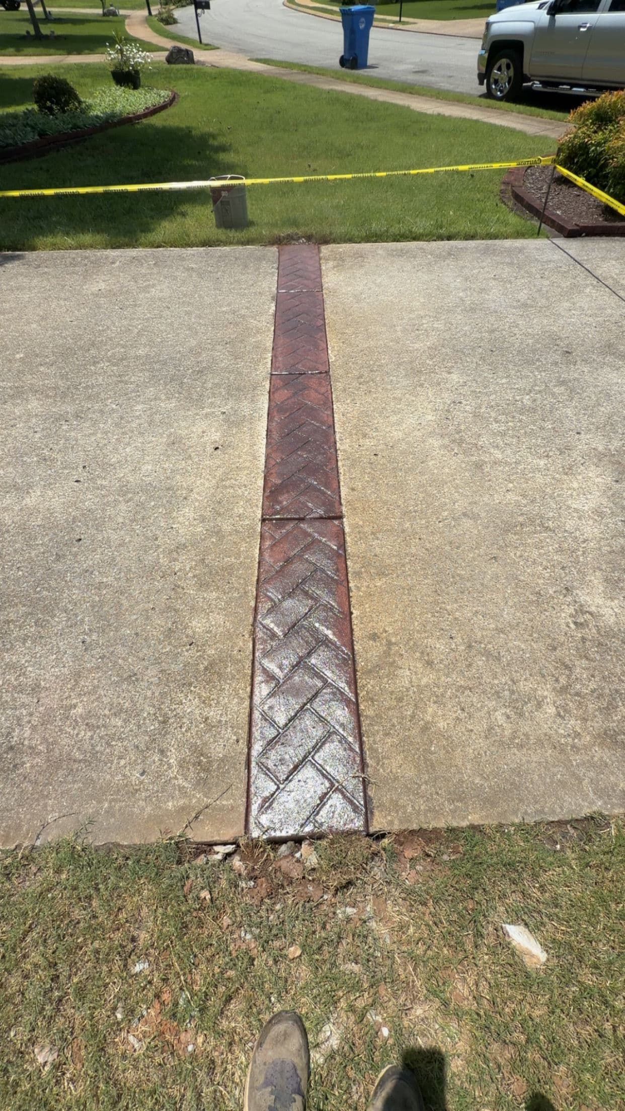 Sinking Driveway Strip Repair and Re-Stamp in Chattanooga image